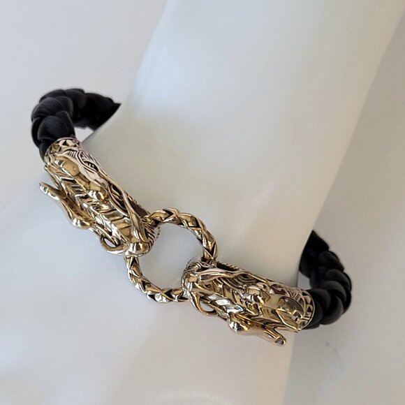 John Hardy Double Naga Dragon Black Woven Leathe Bracelet - Picture 9 of 9